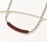 JAI Sterling Silver Pave Station Box Chain Garnet Necklace